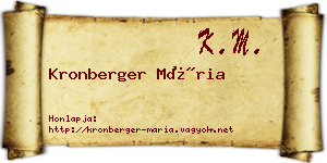 Kronberger Mária névjegykártya